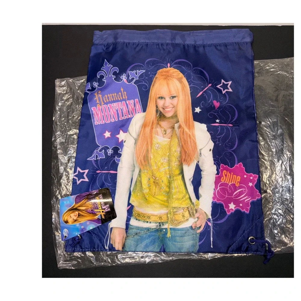 Disney Hannah Montana Purple Drawstring Cinch Backpack Miley Cyrus NWT BT106